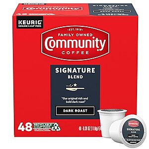 [SnS, AC] $15.38 | 48-Count Community Coffee Dark Roast Single-Serve Keurig K-Cup Pods (Signature Blend) at Amazon