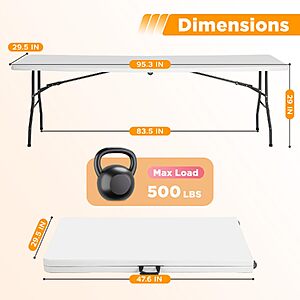 PRIME ONLY 8 Foot Folding Table 94 x 29 $66.41 AMAZON