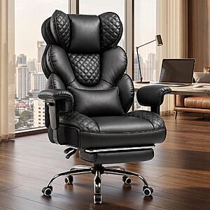 GTPOFFICE Big and Tall Office Chair Wide Seat & Armrests, Leather Executive Gaming Chair High Back,Soft Yet Supportive Resilient Foam $139.99