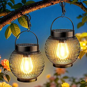 2-Count TuyLuxe Waterproof Metal Hanging Outdoor Solar Lanterns w/ Dusk-to-Dawn Sensor $13.99 ($7 each) + Free Shipping w/ Prime or on $35+