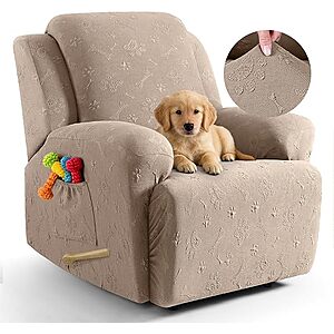 Ruaozz 4-Piece Stretch Jacquard Recliner Chair Cover (Taupe) $9.35 + Free Shipping w/ Prime or on $35+