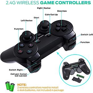 Retro Game Console, Retro Gaming Console with Built-in 9 Emulators, 25200+Games, 4K HDMI Output, Dual 2.4GHz Wireless Controller $29.49