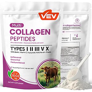16-Oz VEV Multi Collagen Peptides Powder w/ Hyaluronic Acid, Biotin & Vitamin C (Unflavored) $6.29 w/ S&S + Free Shipping w/ Prime or on $35+