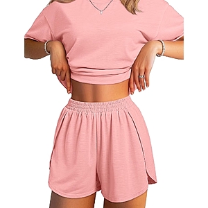 JUSTFASHIONNOW Split Short Bamboo Pajama Set Cute Summer Pjs - $8.99 AC