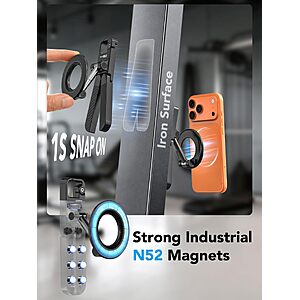 Magnetic Phone Mount Holder for Gym w/ N52 Strong Magnet MPT-03 360° Rotation, For iPhone 12-17 & Android $15.50