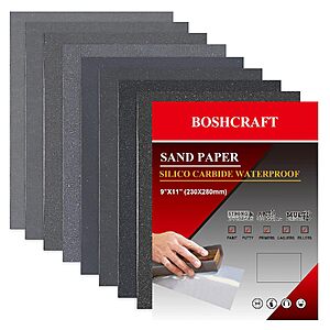 25-Count BOSHCRAFT 9" x 11" Wet/Dry Sandpaper Assortment (400-5000 Grit) $4.99 + Free Shipping w/ Prime or on $35+