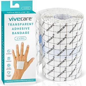 Vive Care 6" x 10-Yard Transparent Film Dressing Roll $4.99 + Free Shipping w/ Prime or on $35+