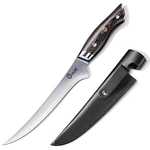 CVLIFE Fillet Knife with Leather Sheath, 7.2 Sharp 10Cr15Mov Steel Blade - $19.49 AC