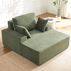 64" W Dakota Fields Oversized Corduroy Chaise Sofa (Green, Khaki, Light Gray) $157.99 + Free Shipping