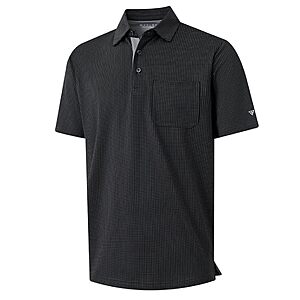 M MAELREG  Men Dry Fit Short Sleeve Casual Collared Pocket Moisture Wicking Men's Polo Shirts Black $9.97
