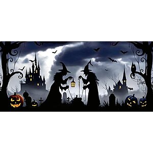 $10 ac AMAZON 7x16ft Halloween Garage Door Cover, Large Banner for 2-Car Garage Door