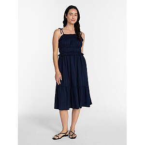 Time and Tru Women's Lined Pipped Midi Dress w/ Pockets (XS-XXXL) Dark Navy $6.04, Ditsy Bunches Rustic Red $6.26 + Free S&H w/ Walmart+ or on $35+