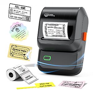 Ponek M100 2" Bluetooth Thermal Label Maker w/ Label Roll (Black) $13.99 + Free Shipping w/ Prime or on $35+