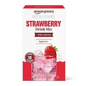 Amazon Brand - Happy Belly Drink Mix Singles, Strawberry with Caffeine, 1.1 ounce (Pack  of 1) $1.50 or less