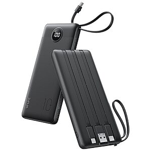 Amazon – VRURC 10000mAh Power Bank w/ 4 Built-In Cables - $11.54 w/ Code