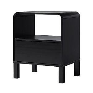 Walker Edison 24" Modern Curved-Top Solid Wood Nightstand w/ 1-Drawer & Open Cubby (Black) $59.99 + Free Shipping