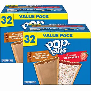 Pop-Tarts Toaster Pastries,Brown Sugar Cinnamon and Strawberry ,54.1oz Box,32 Count (Pack of 2) $12.66