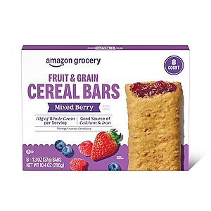 Amazon Grocery Cereal Bars Blueberry, Mixed Berry and Apple Cinnamon 5% S&S $1.80 with 15% $1.61
