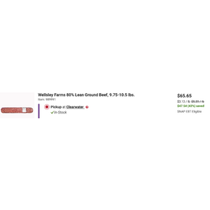BJ's Wellsley Farms 80% Lean Ground Beef $3.13