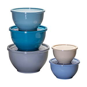 Mainstays 10-Piece Plastic Mixing Bowl Set with Assorted Lids and Nonslip Base $9.88