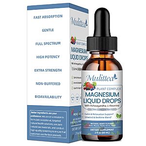 Amazon – Magnesium Glycinate Liquid Drops w/ L-Theanine & Ashwagandha - $7.18 w/ Code