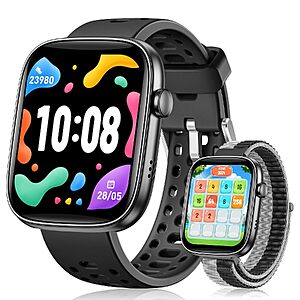 BANLVS Kids' Smart Watch w/ Fitness Tracker, Puzzle Games & 100+ Sports Modes (Black) $18.35 + Free Shipping w/ Prime or on $35+