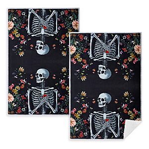 2 Pack Gothic Skull Kitchen Towels, Cute Goth Microfiber Hand Towels - $3.49