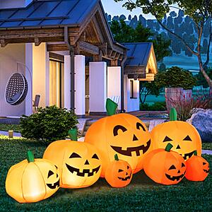 Tangkula 7.5 Ft Halloween Decorations Inflatable Pumpkin Patch, Blow Up 7 Pumpkins Family with Build-in LED, Inflatable Jack-o-Lantern for Indoor Outdoor  Halloween Party $39.99