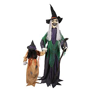 Haunted Hill Farm 5.6-Ft. Witch with a Creepy Girl Halloween Animatronic $71.99