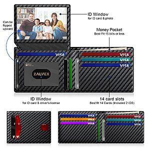 ZALVEX Wallet for Men Slim RFID Blocking Leather Credit Card Holder Wallet $8.49