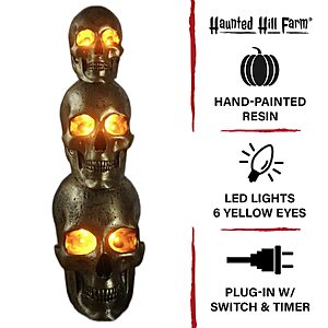 Haunted Hill Farm 36" 3-Stack Skulls Halloween Decoration $119.98