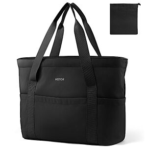 Hotor Large Foldable Travel Tote Bag w/ Pouch (Black) $9.99 + Free Shipping w/ Prime or on $35+