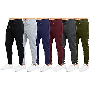 6 Pack Men’s Fleece Jogger Sweatpants  w/ Zipper Pockets $29.99