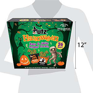 $6.97 FS Walmart+ Utz Halloween Bats and Jacks Pretzel Treats, 0.5 oz, 36 Count