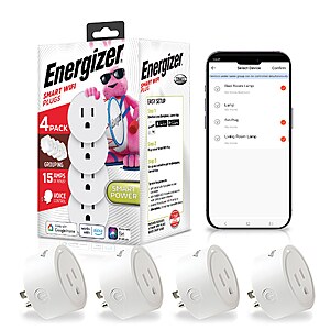 Energizer IOT 120-Volt 1 -Outlet Indoor Smart Plug 4 -Pack one_size | EIX3-1003-PP4 $14.98