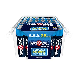Select Accounts: 36-Pack Rayovac High Energy AAA Alkaline Batteries $5.18 w/ S&S + Free Shipping w/ Prime or on $35+