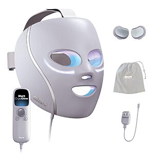 $299.00: Shark CryoGlow LED Face Mask, Red Light Therapy, Under-Eye Cooling (FW312PL)