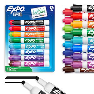 16-Count EXPO Low Odor Chisel Tip Dry Erase Markers (Assorted Colors) $9.00 w/ S&S + Free Shipping w/ Prime or on $35+