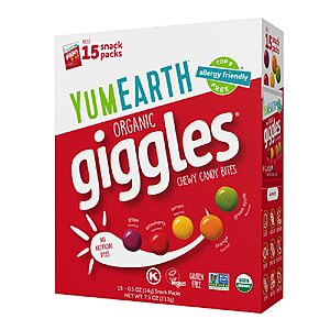 15-Count 0.5-Oz YumEarth Organic Giggles Chewy Candy Snack Packs $7.97 w/ S&S + Free Shipping w/ Prime or on $35+