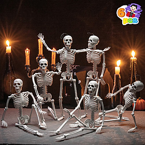 6pcs 16" Joyfy Full Body Poseable Skeleton Halloween Decorations - $15.99 @ Walmart