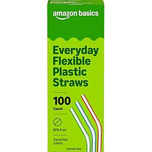 $1.37 S&S or less AMZ: Amazon Basics Disposable Striped Plastic Flex Straws, Assorted Colors, 100 Count,   (buy 4/save more promo)