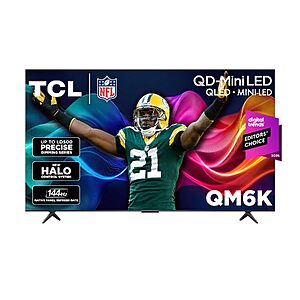 85" TCL QM6K 4K QD-Mini LED QLED Smart Google TV w/ 144Hz $897.99 + Free Shipping