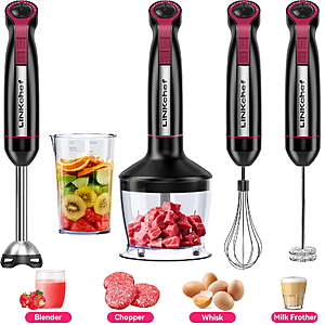LINKChef Immersion Blender, 1000W 20-Speed 5-in-1 Hand Blender with Turbo Mode, Scratch-Resistant Stick Blender for Baby Food, Ice & Smoothie(Black) $28.48