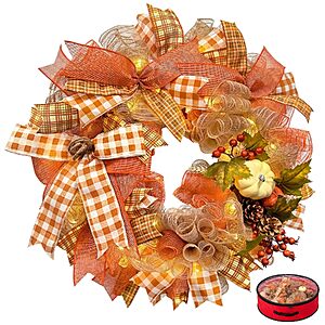 24" Presentastic Pumpkin Autumn Fall Deco Mesh Wreath $27.99 + Free Shipping w/ Prime or on $35+