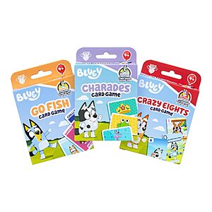 [Prime] Bluey 3-Pack 2-in-1 Family Card Game Set (Charades, Go Fish & Crazy Eights) $9.99 + Free Shipping