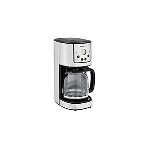 $19 FS PRIME WOOT Amazon Basics Programmable Coffeemaker with Carafe and Reusable Filter, Stainless Steel, 12 Cups, Black