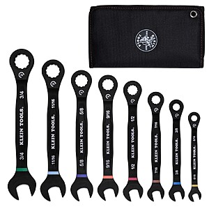 Klein Tools Ratcheting Combination Wrench Set, SAE, 8-Piece one_size | 69408G $44.98