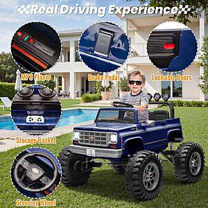 JOYRACER 24V Ride on Car, Licensed Chevrolet Cheyenne Truck w/4X200W Motors, Remote Control, Decoration Streamer, 24 Volt Ride on Toys Power Big Wheels for Big Kids, Blue $300