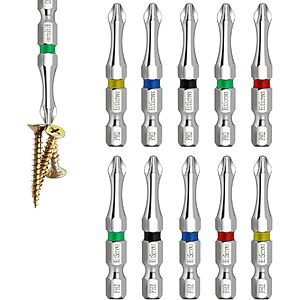 10-Pack 2" PH2 Magnetic Phillips Impact Driver Bits (S2 Steel) $5.99 + Free Shipping w/ Prime or on $35+
