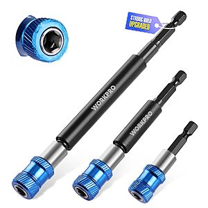 WORKPRO 4-Piece 1/4" Hex Quick-Release Magnetic Drill Bit Extension Set (2-3/8", 4", 6", 12") $12.99 + Free Shipping w/ Prime or on $35+